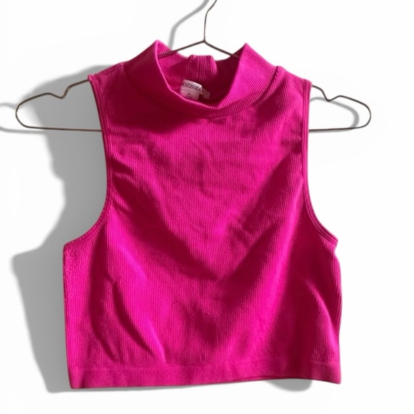 Bozzolo Tops - Bozzolo Hot Pink Sleeveless ribbed crop Top